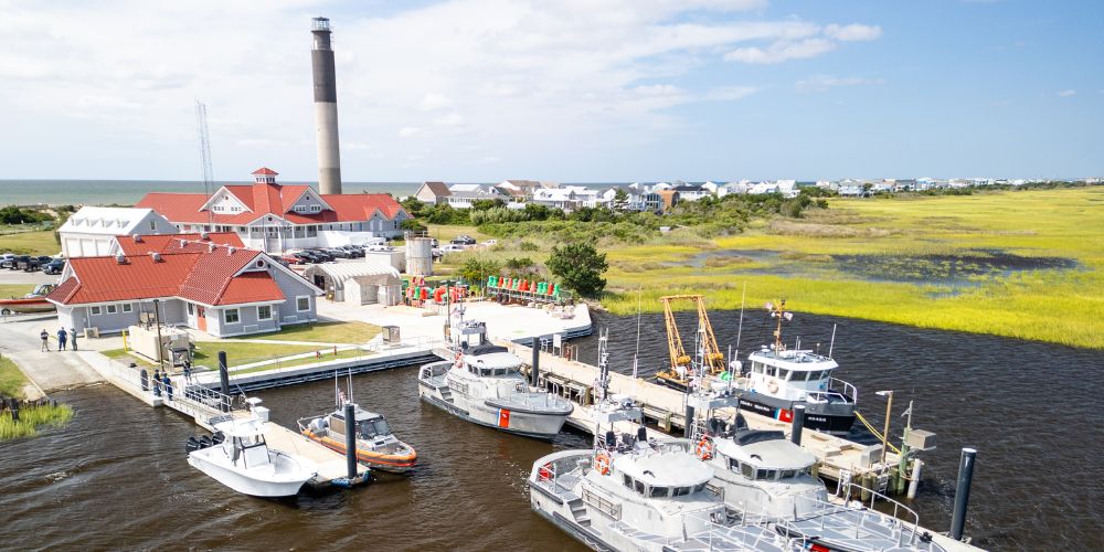 Onslow Bay Boat docked at the Coast Guard Center in Oak Island, NC