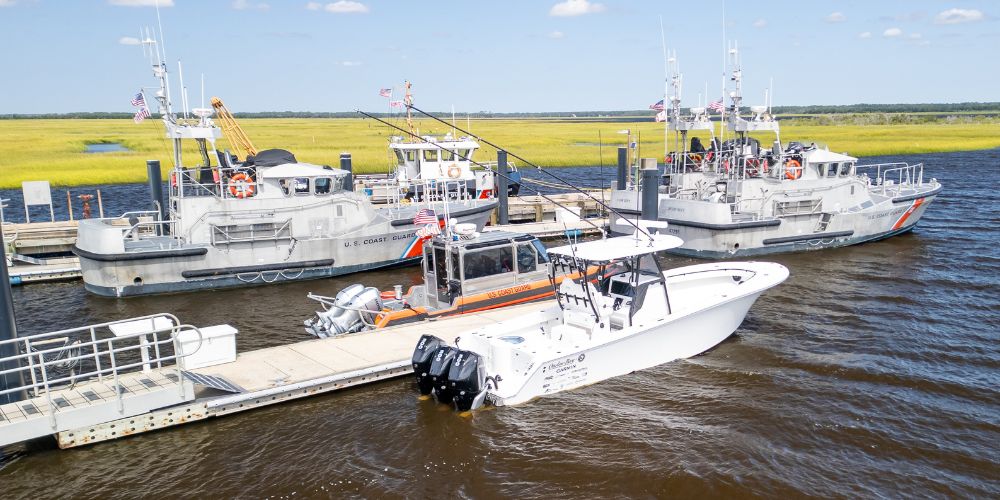 Onslow Bay Boat docked at coast guard center